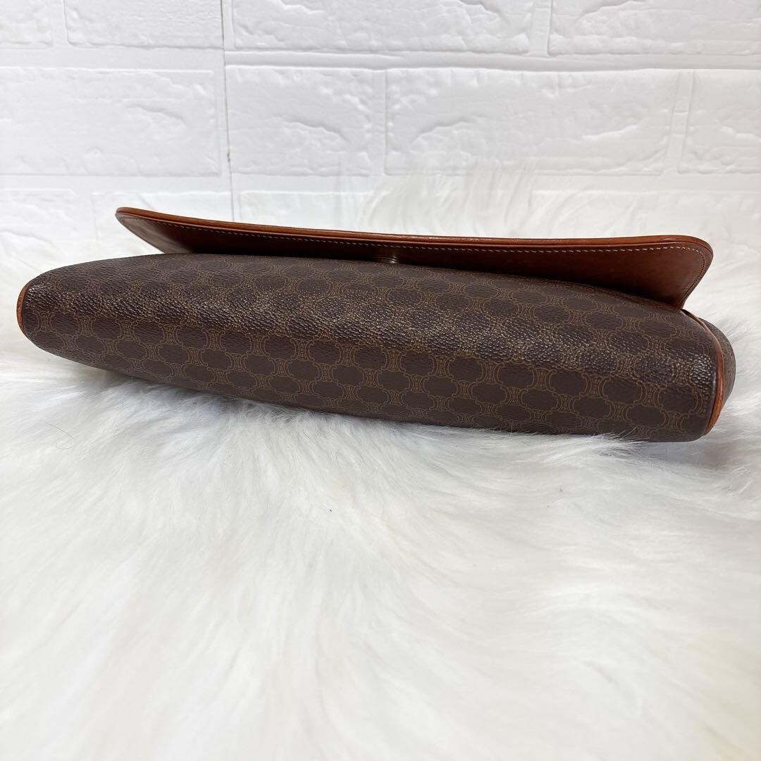 CELINE Clutch Bag Macadam PVC Leather Brown Vintage Authentic From Japan