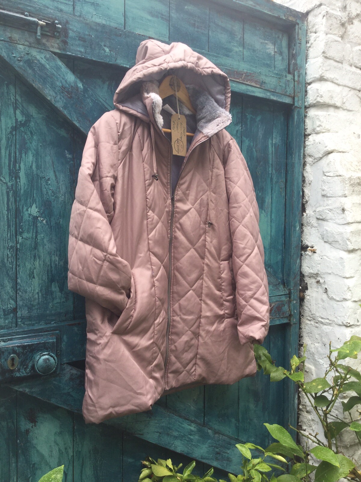 WOMENS COAT PINK QUILTED PARKA DESIGNER VINTAGE VGC WORN ON FILM INC UK PP