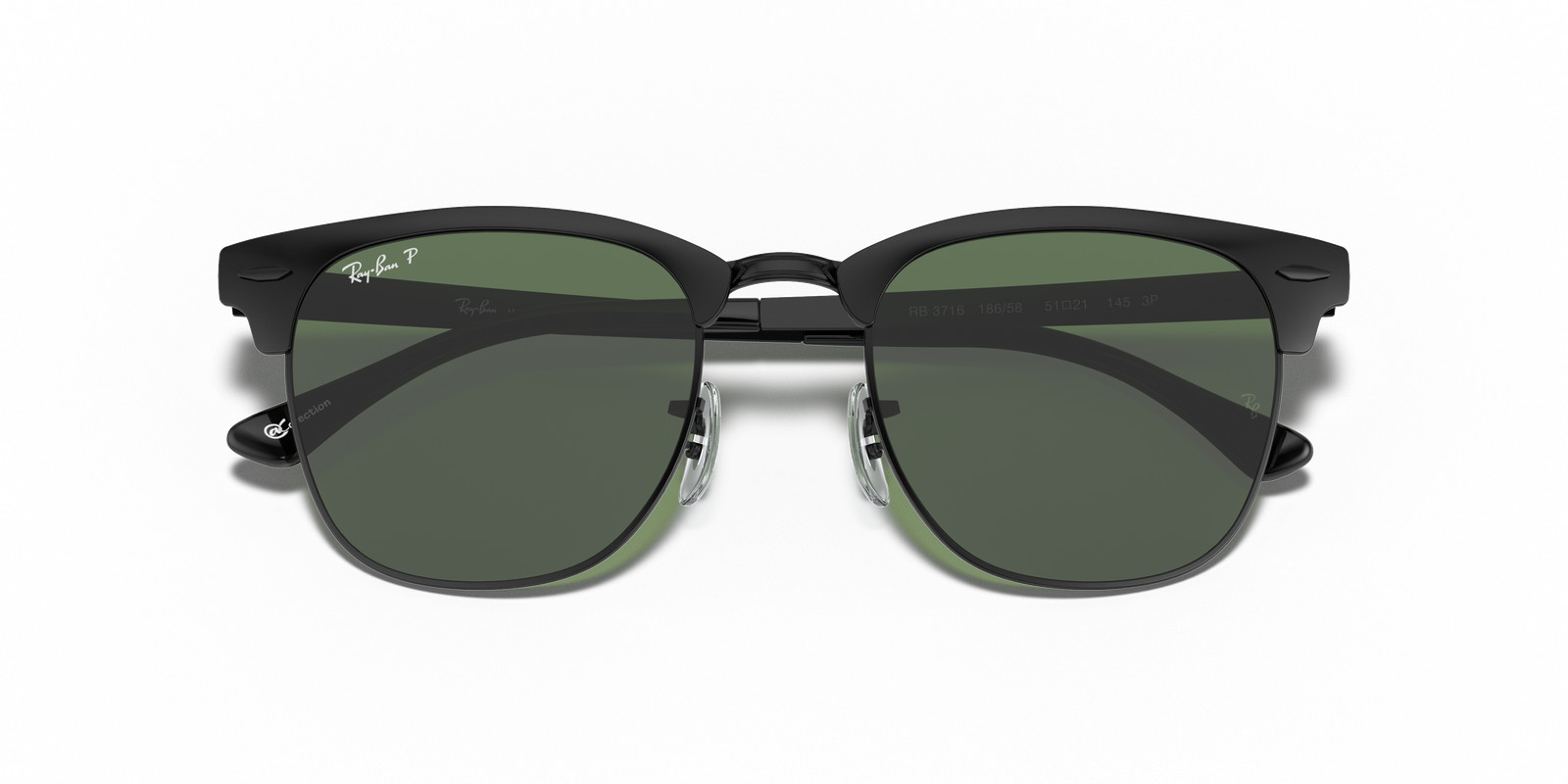 Ray-Ban Clubmaster Metal Polarized Black/Green Classic G-15 51 mm Sunglasses