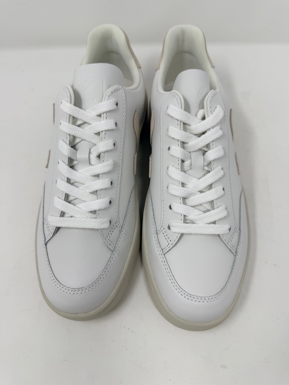 New Veja V-12 Leather Sneakers, Extra White/Sable Size US W8/ M6