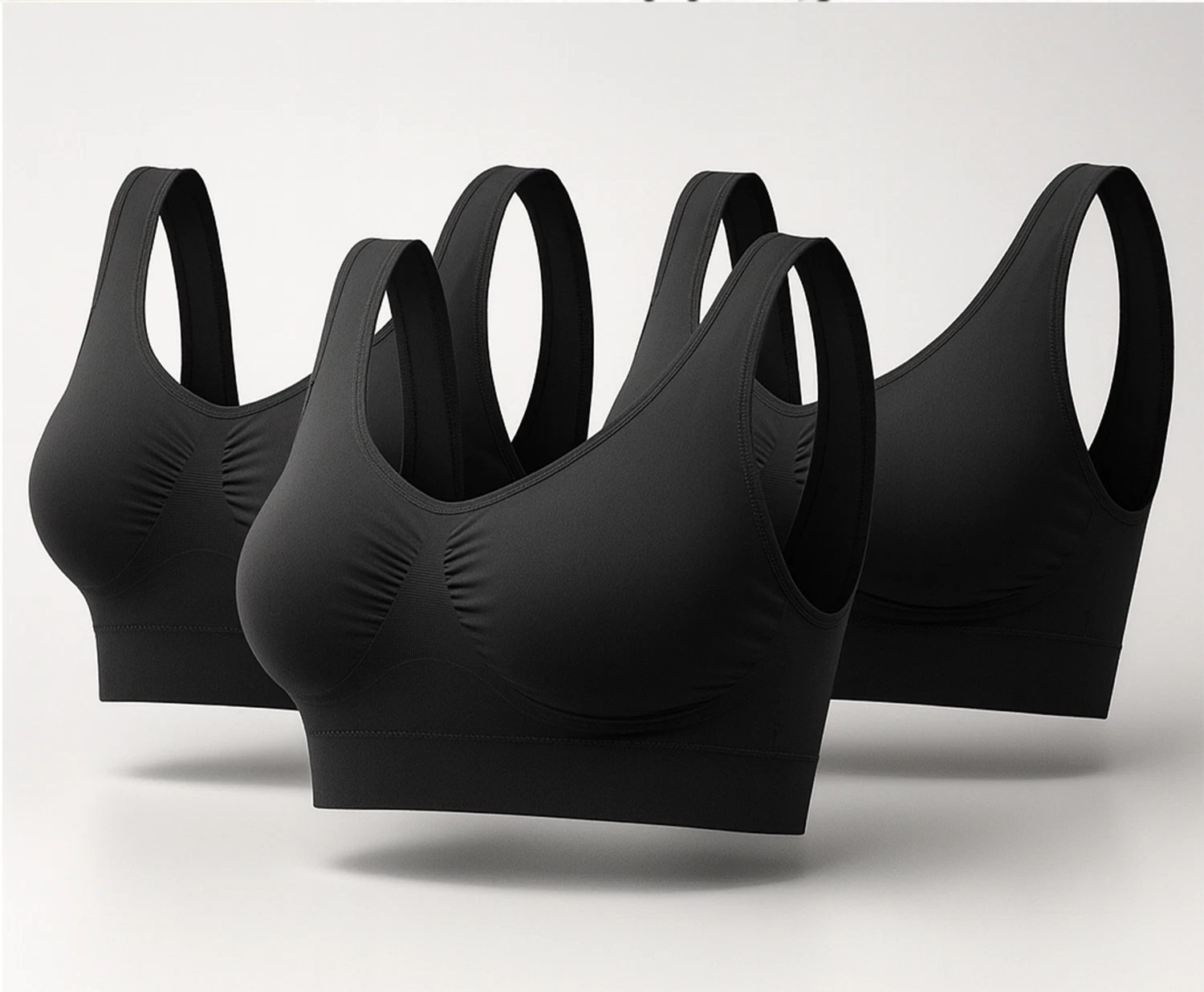 Sport Bras Seamless Wire-Free Light Support Tank Sports Yoga Sleep Bra 3 Pack US