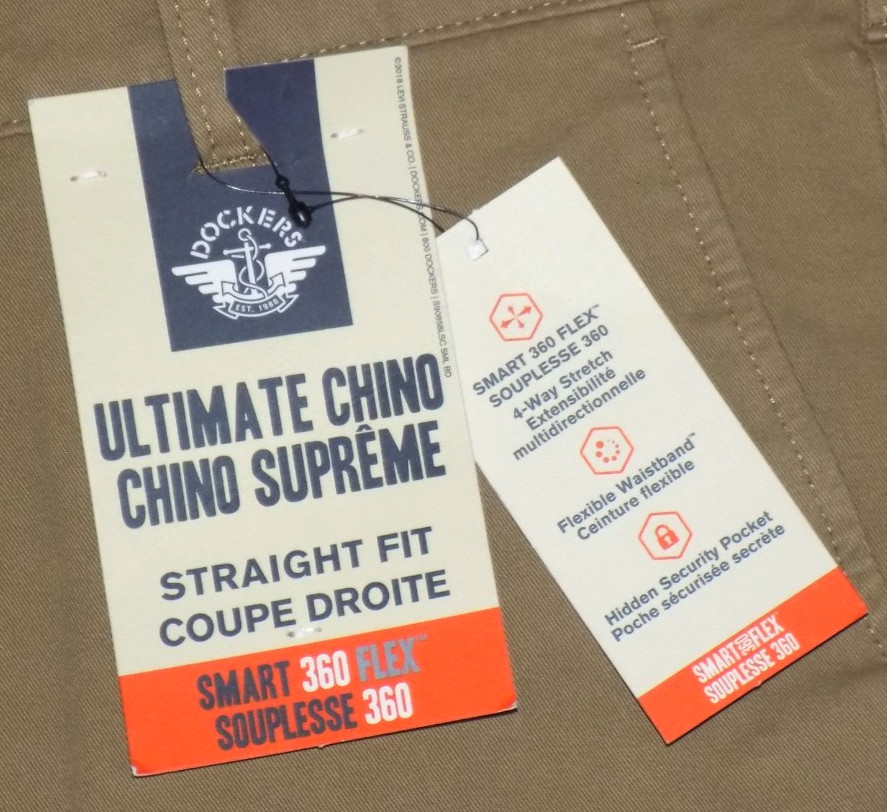 DOCKERS Men’s Ultimate Chino 4-Way Stretch Straight Fit Pants Khaki 40X30 New