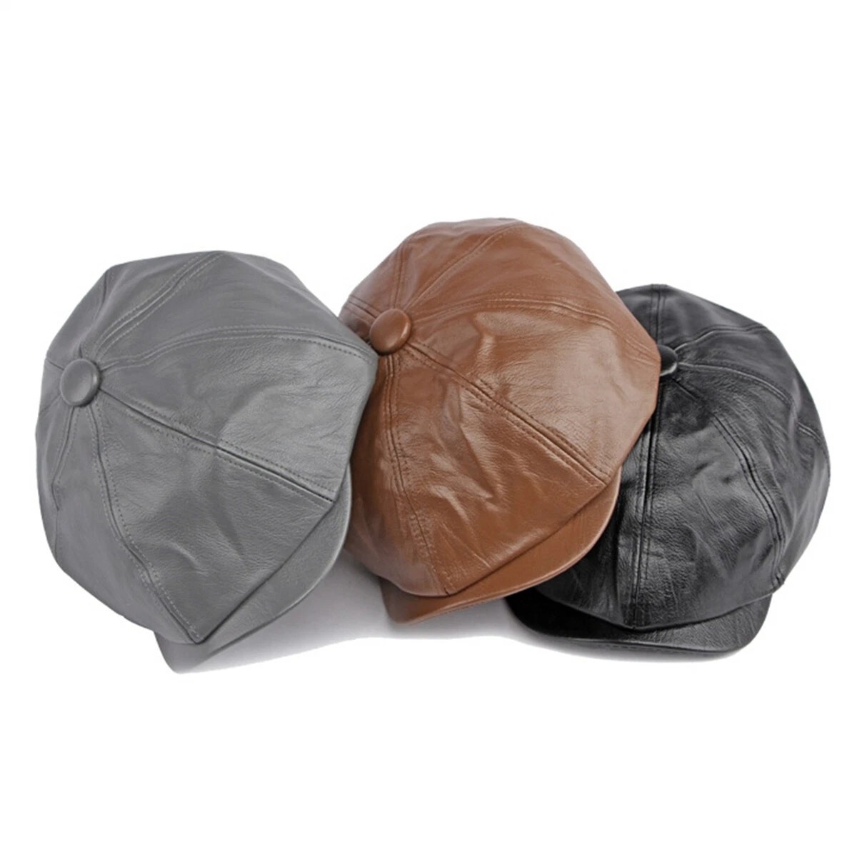 Peaky Blinders Hat Newsboy Flat Cap, Leather Gatsby Baker Boy Driver Cap