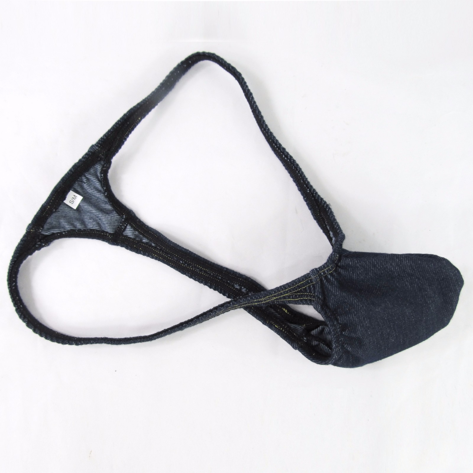 K403D String Thong Grape Smugglers Contoured Pouch Indigo Denim Knit stretchy