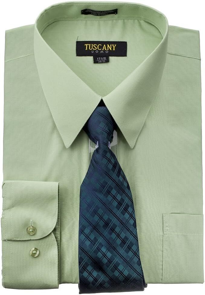Men’s Dress Shirts With Matching (Random design) Tie Set Cotton Blend Shirt Set