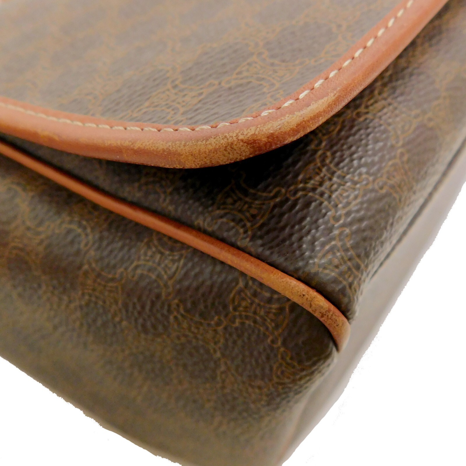 CELINE Macadam Canvas Brown PVC Leather Shoulder bag #48 Rise-on