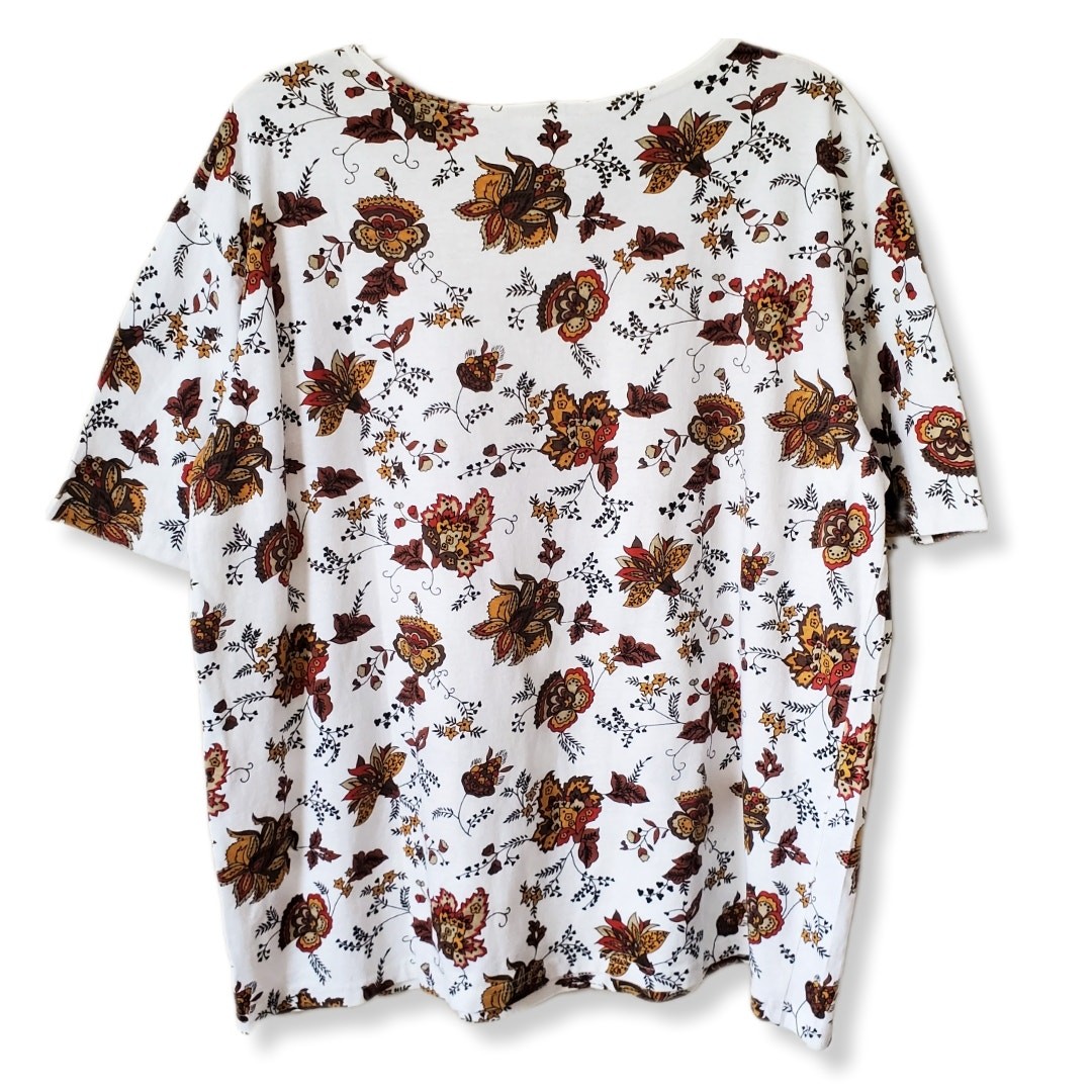 Women VTG 80s 90s Fall Floral Tee Shirt XL Nature Goblincore Norm Autumn USA NEW