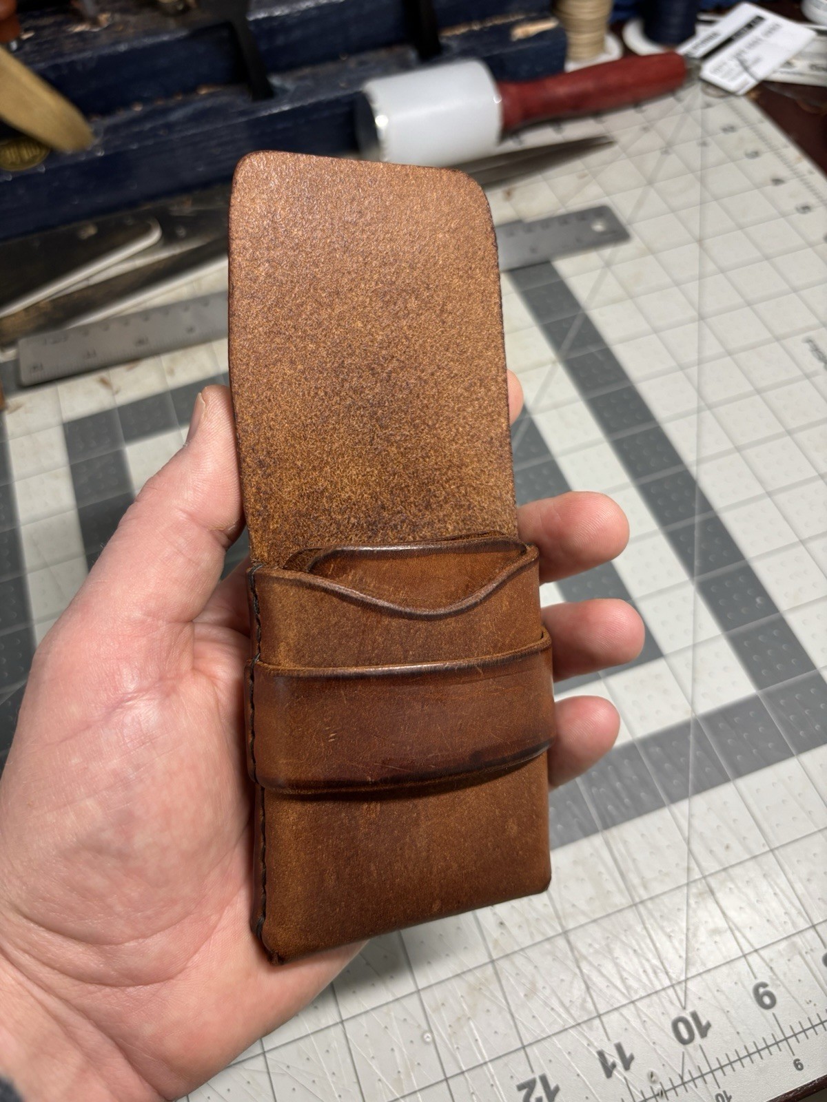 Handmade Leather Vertical Pocket Flap Wallet – Slim & Durable