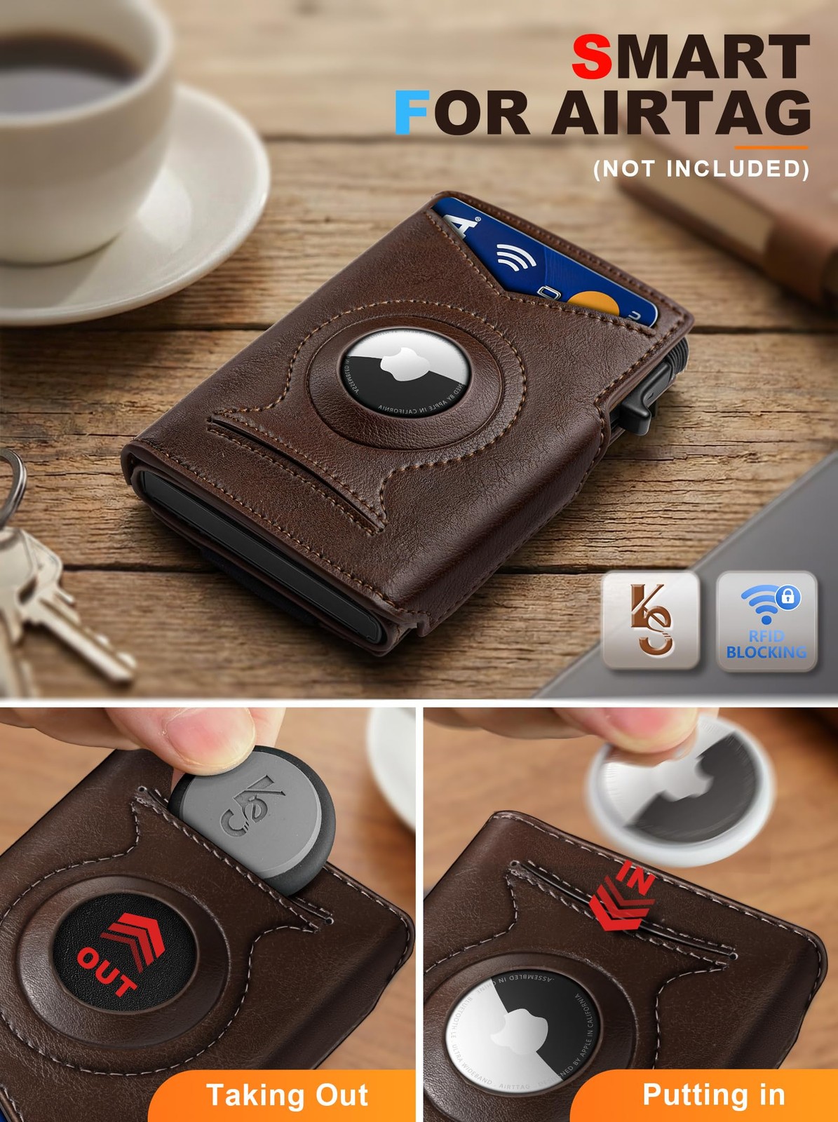 Airtag Wallet Men Gift,Mens Slim Front Pocket Wallet Money Clip Standard or A…