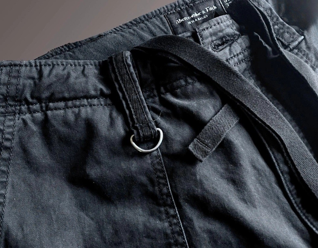 Abercrombie & Fitch Ultra baggy Black Cargo Pants 33×32