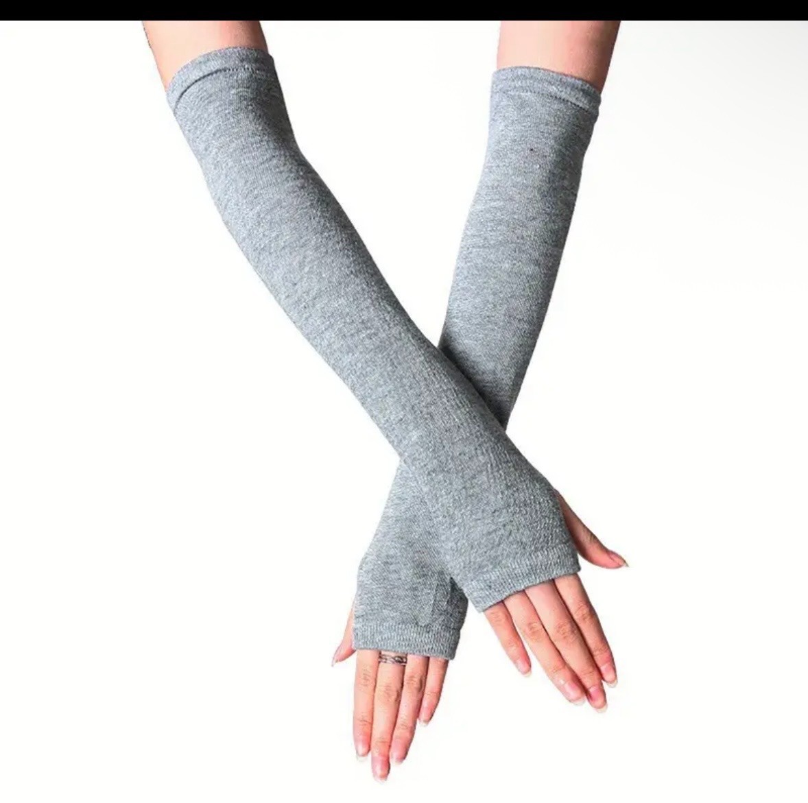 Long Arm Warmers Solid – Striped Fingerless Gloves Winter Wrist Warmer for Women