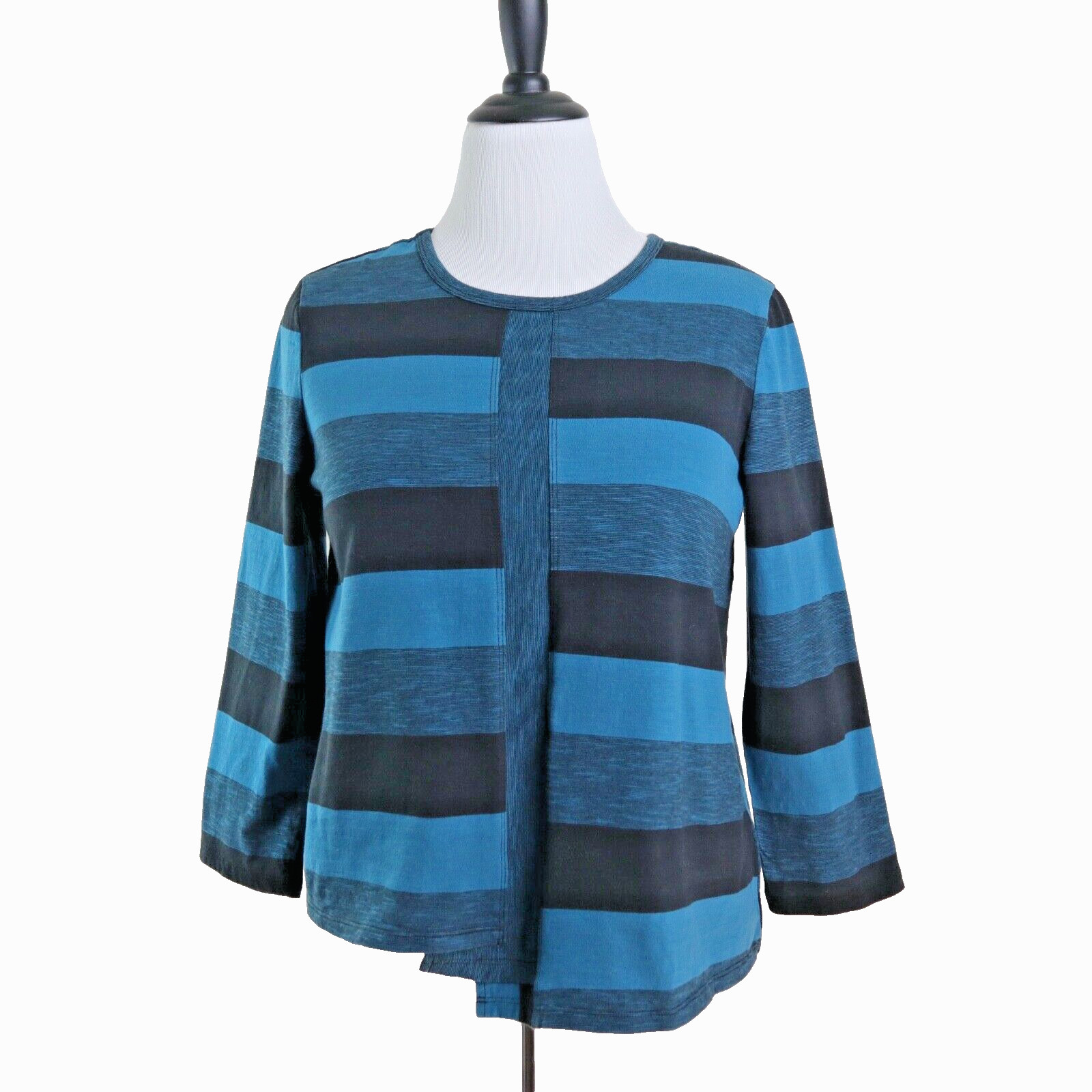 Habitat Size M Stripe Asymmetrical Hem Tee Jersey Blue Black