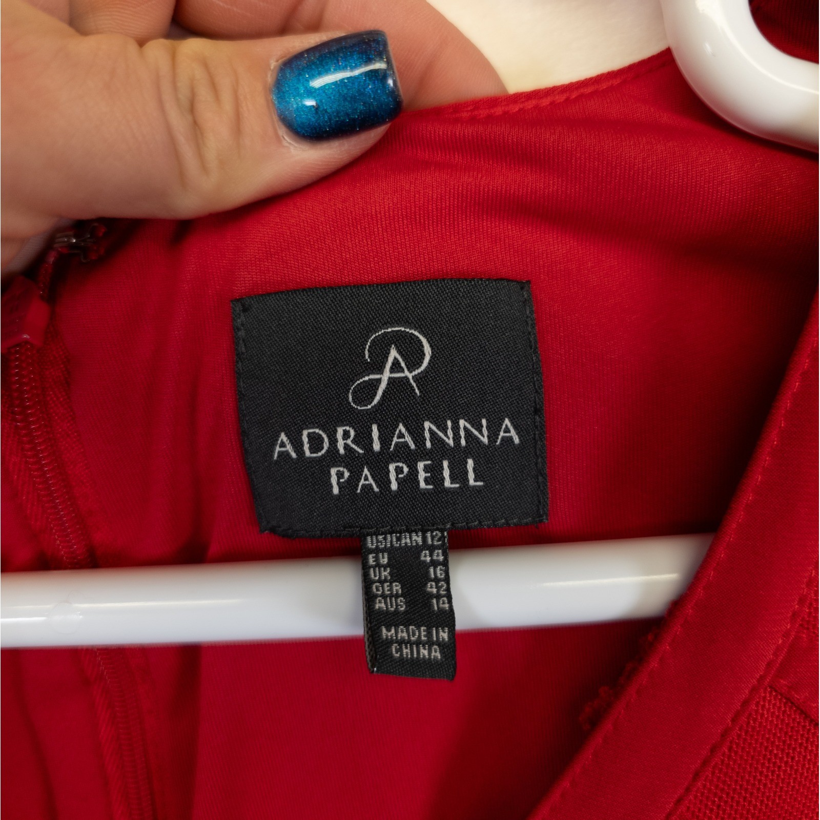Adrianna Papell Dress Womens 12 Red Fit Flare Classic Romantic Chic Minimalist