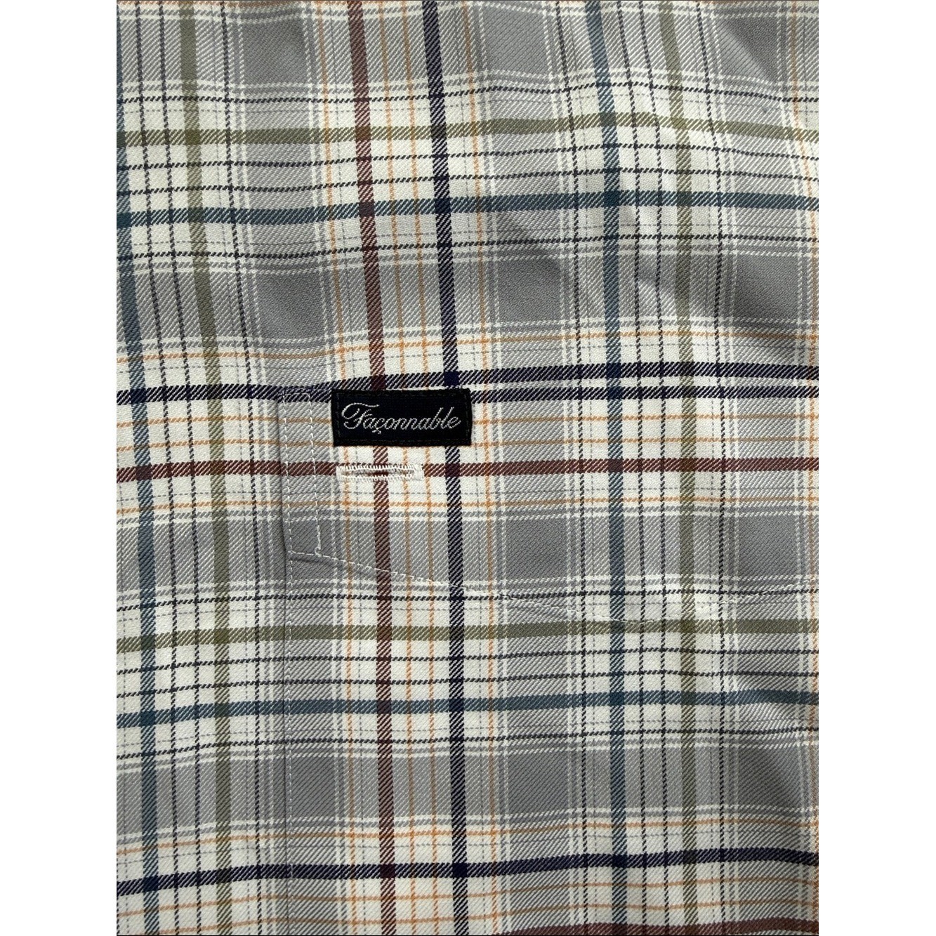 Faconnable Men’s Long-Sleeve Button-Down Plaid Shirt – Light Gray/Blue XL