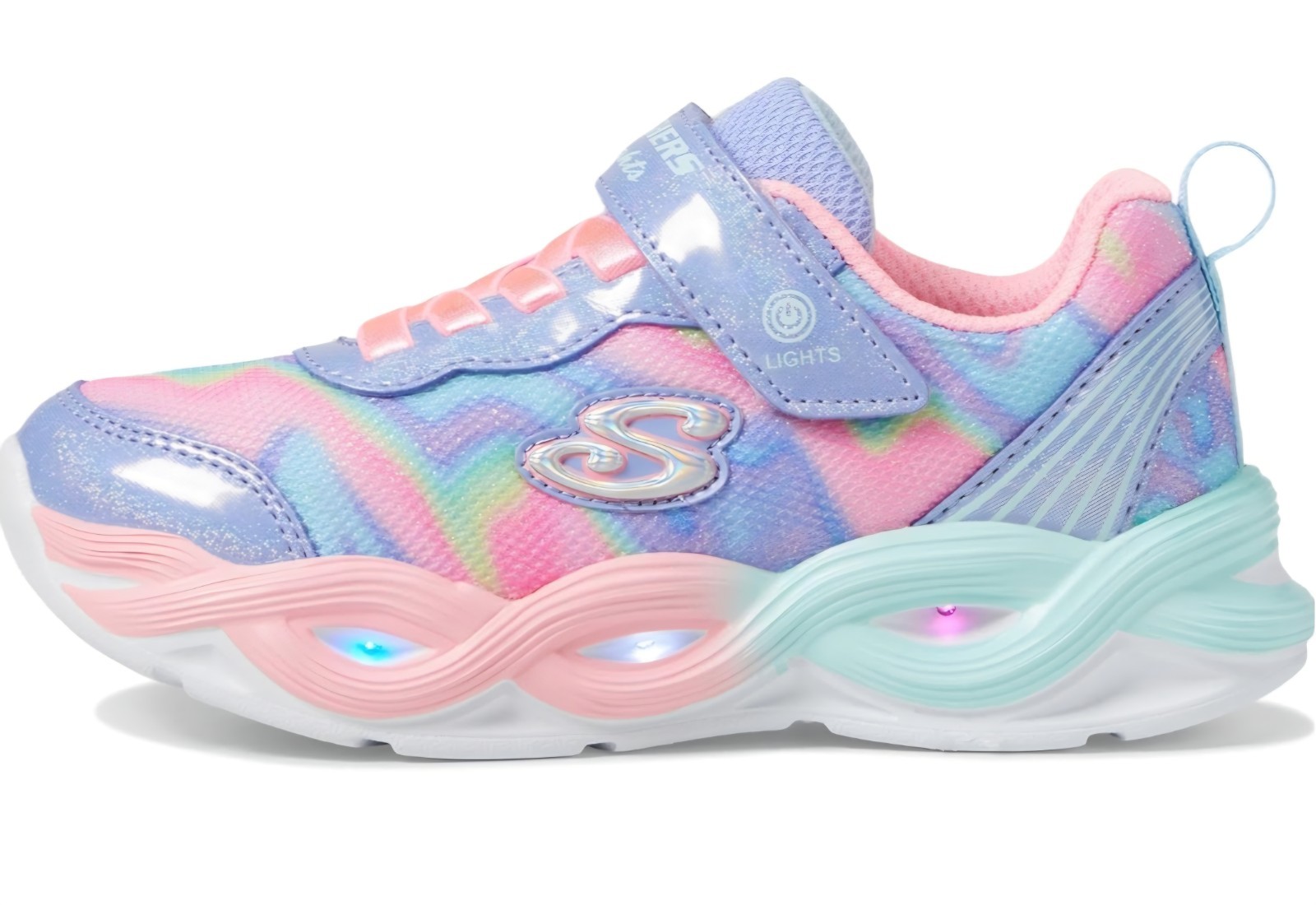 Skechers S Lights-Twisty Glow-Sorbet Swirl Periwinkle Girls Shoes (303716L/PWMT)