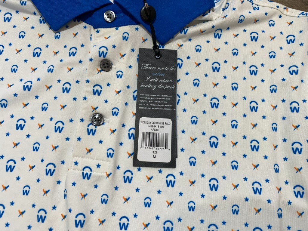 Greyson Golf AOP Workday Mens M All Over Print White Polo Stretch Performance