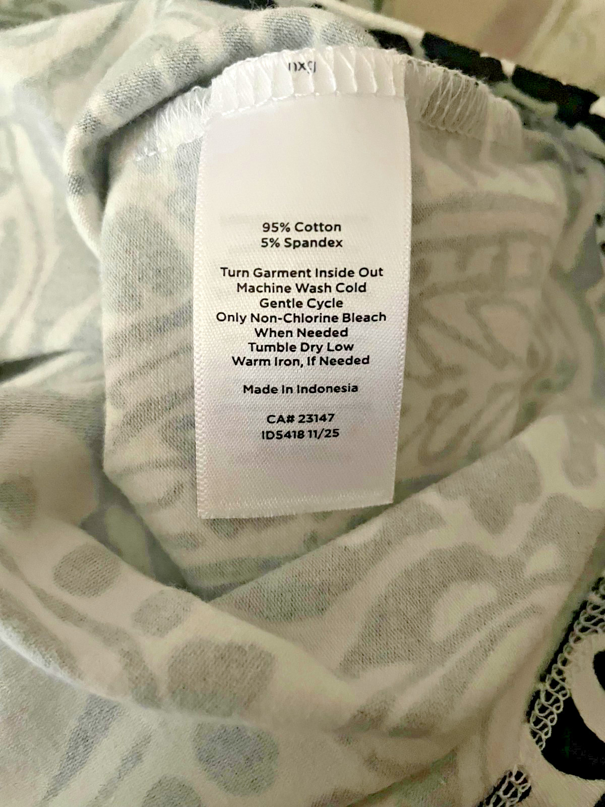 Talbots 1X Black and White Paisley Swirl 3/4 Sleeve Top NWT