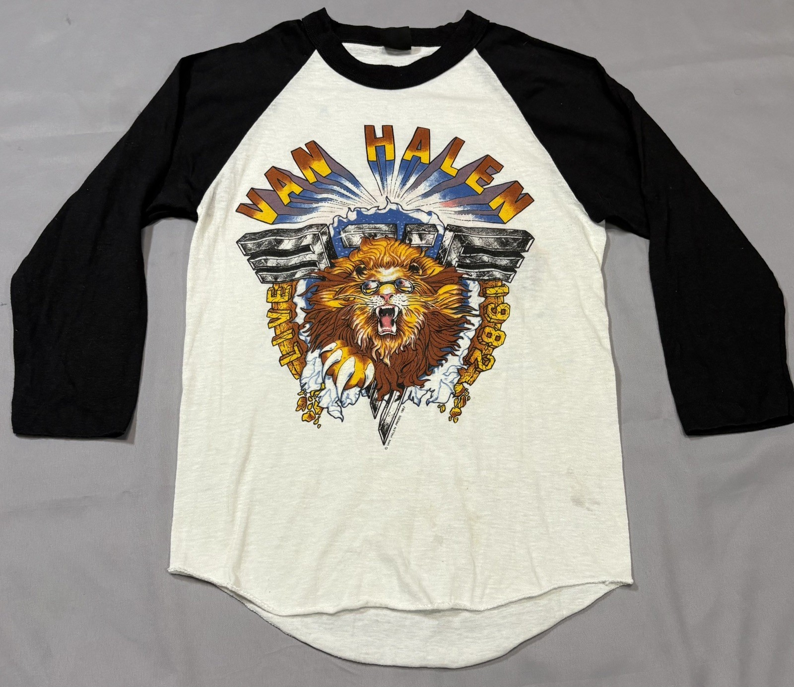 Vintage 1982 Van Halen Raglan Tour Shirt Lion Graphic Rock Tee Small