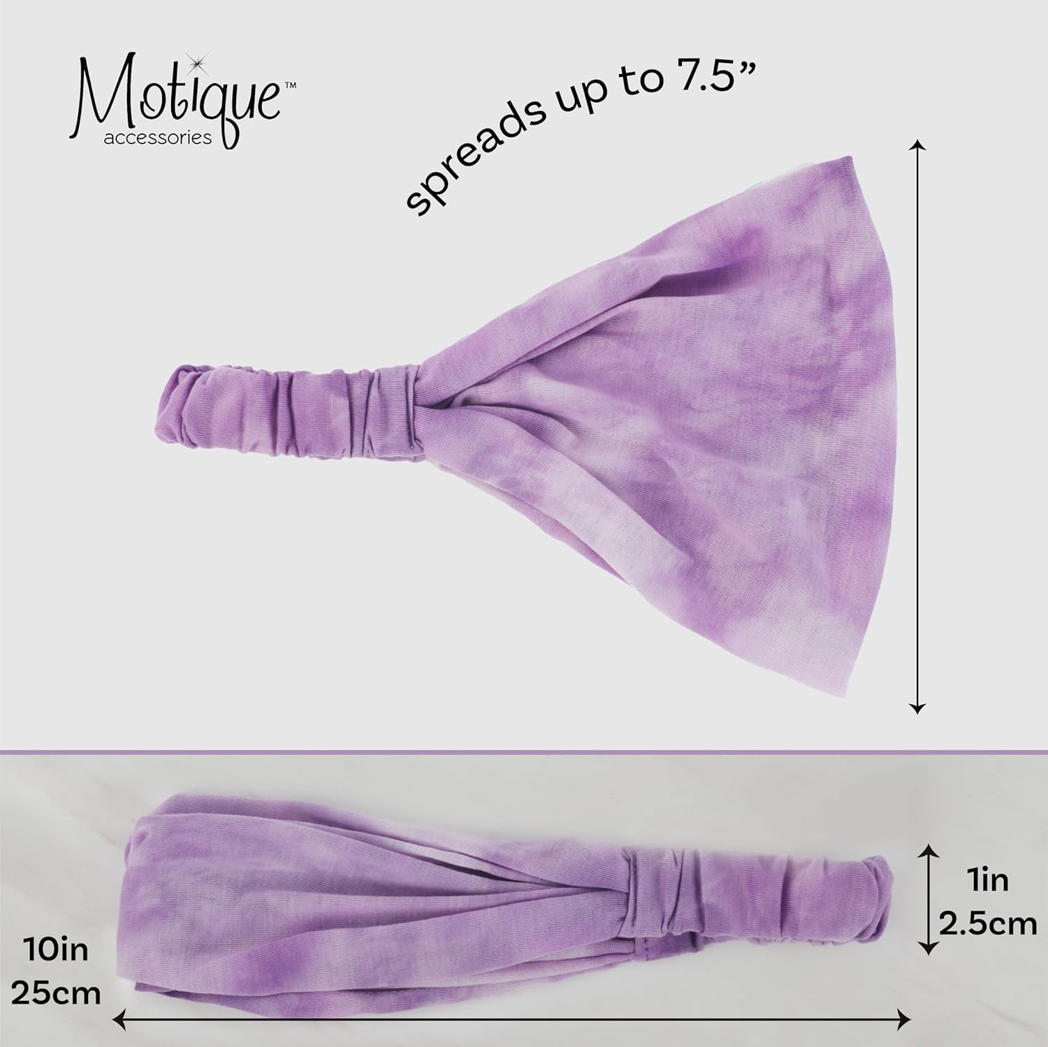 Motique Accessories Cotton Tie Dye Wide & Stretchy Headwrap for Women