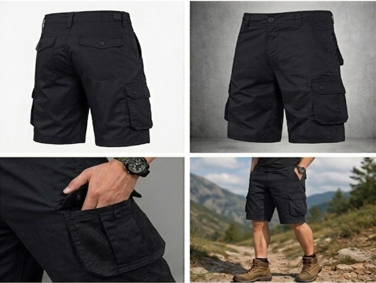 Men’s Tactical Cargo Shorts Black Multi Pocket Outdoor Hiking Casual Work Shorts