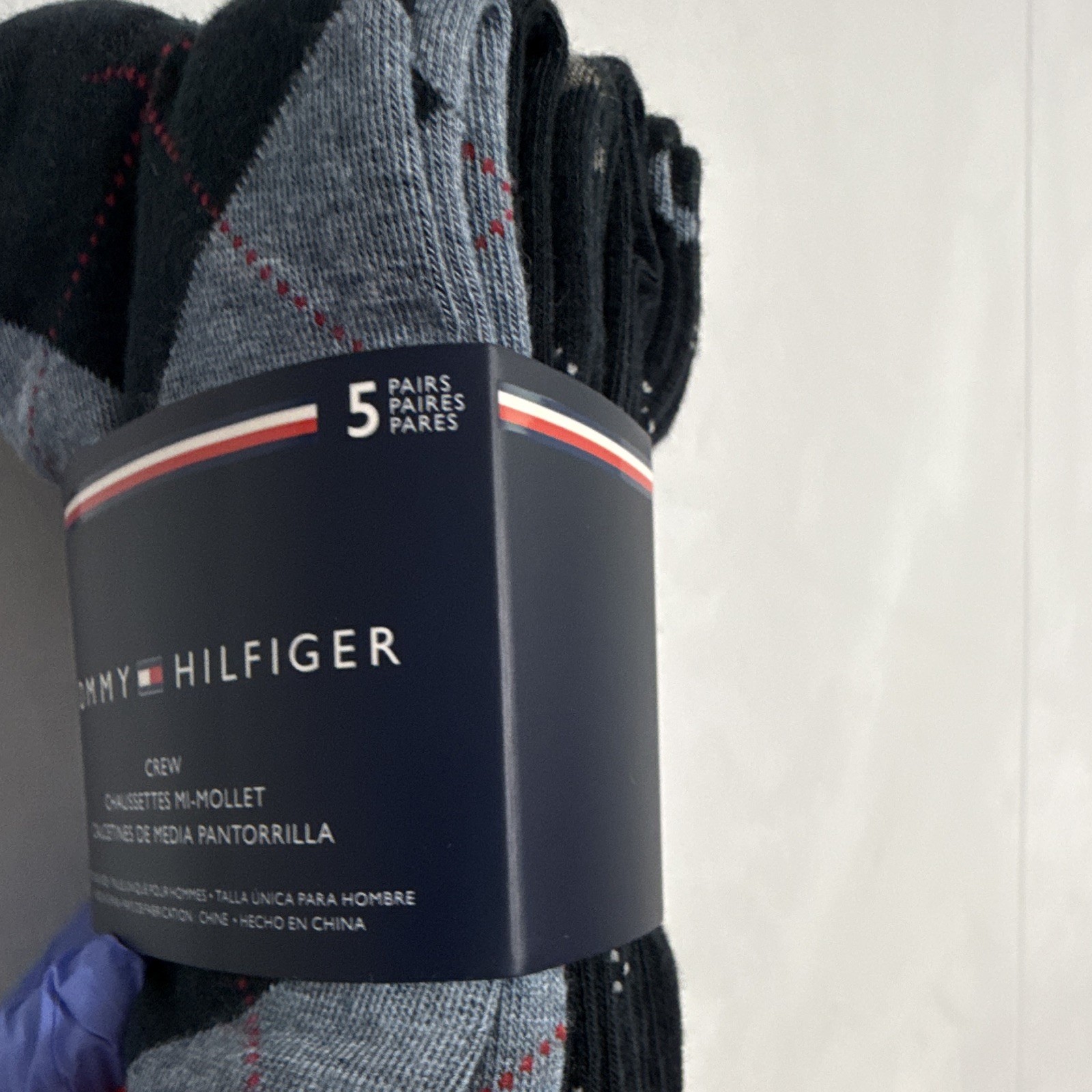 Tommy Hilfiger Men’s Argyle/Diamond Crew Socks 5 Pairs Size 10-13 Black/Gray