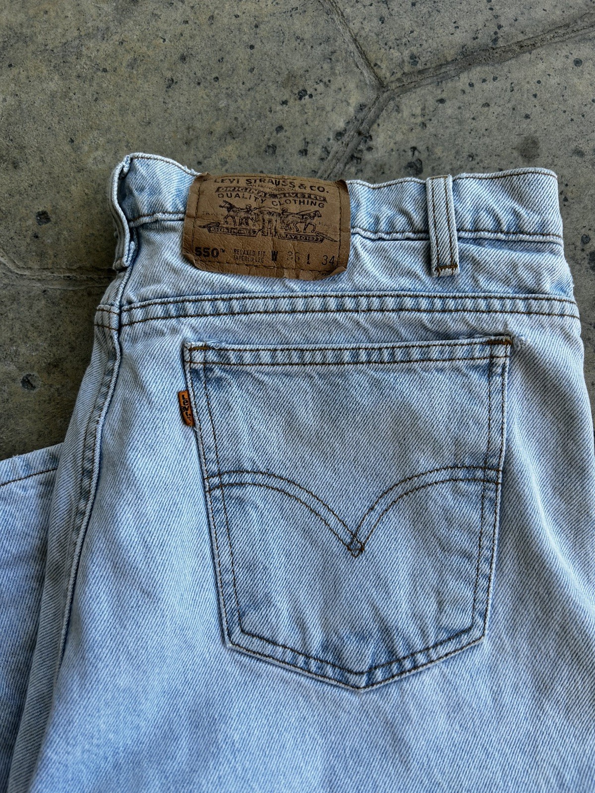 Vtg Levis 550 Orange Tab Relaxed Fit Blue Jeans 36×34