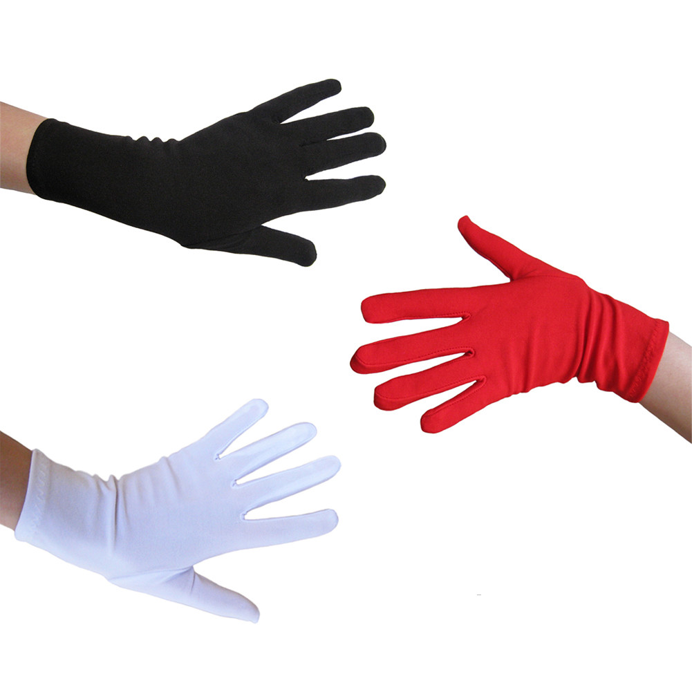 Short Wrist Length White Costume Gloves ~ HALLOWEEN MAGICIAN CLOWN DANCE PARADE