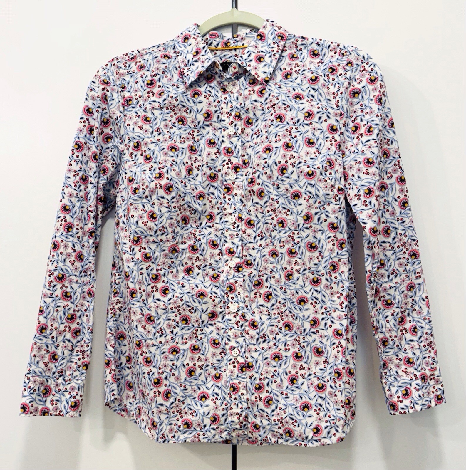 Talbots Blouse Womens Sz Petite P Paisley Floral Long Sleeve Botanical Garden