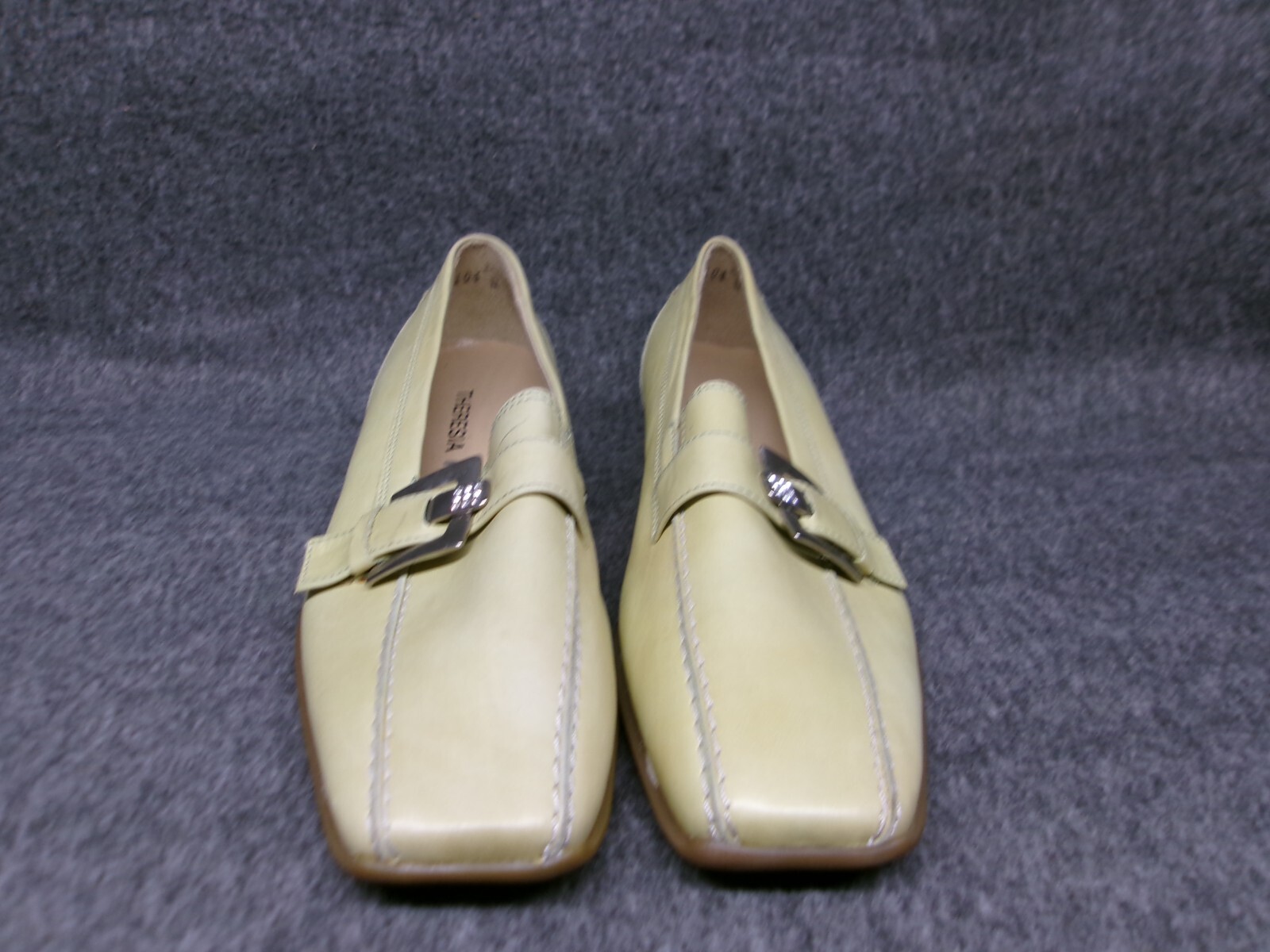Theresia M Shoes Women 4.5 Green Buckle Loafers Square Toe Slip On