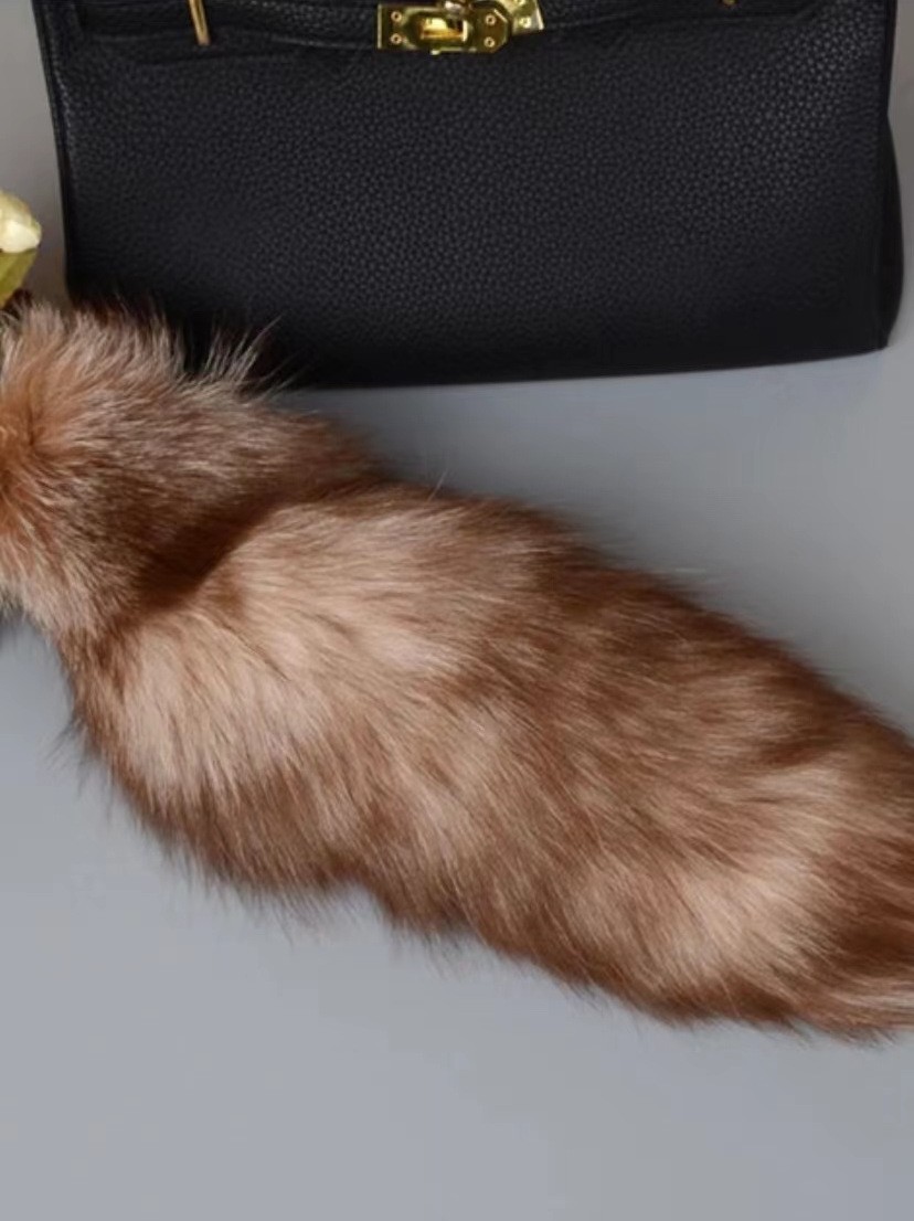 Wholesale 2/5/10pcs-16″-18″ Real Fox Fur Tail Bag Charm Pendant Cosplay Toys