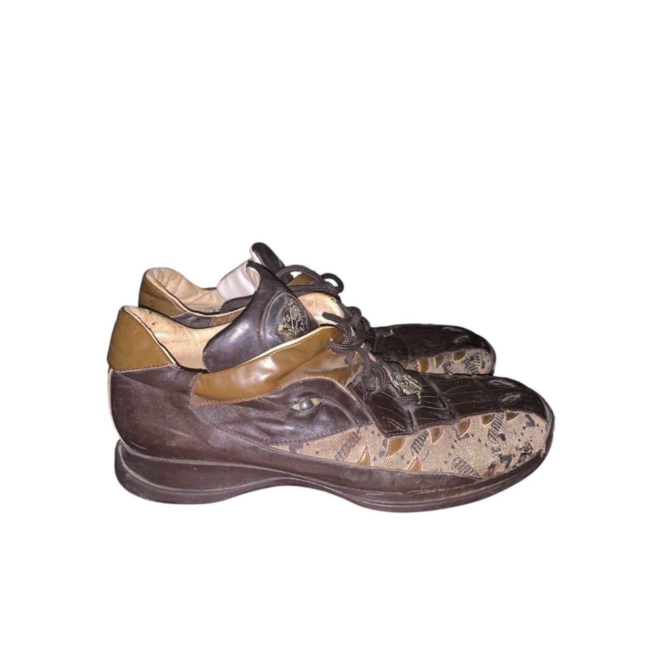 Mauri 8770 Dark Brown Baby Crocodile + Fabric Sneakers