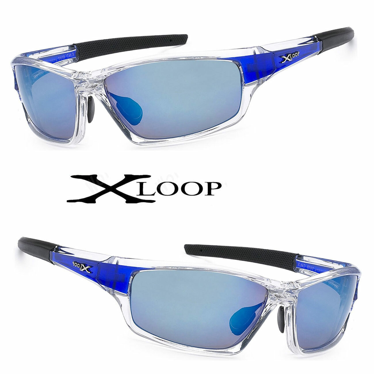XLoop Mens Cycling Running Sunglasses 2 Tones UV400 Blue Flash Mirror Lens