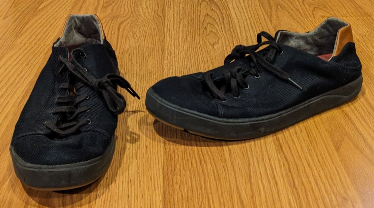 Men’s Olukai Lae’Ahi Li Lace-Up Canvas Sneakers Black 10445-4040 – 11.5