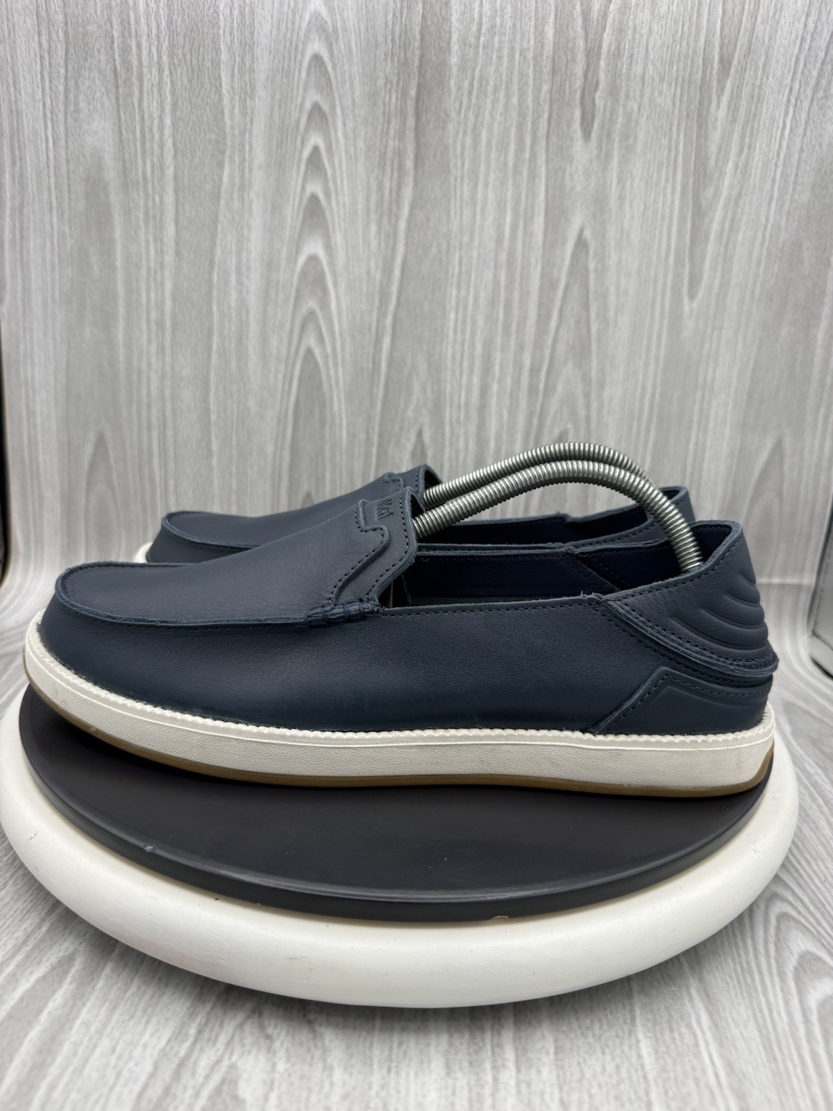 Olukai Kakaha Nia Mens Size 10 Indigo Blue Leather Slip On Convertable Loafers