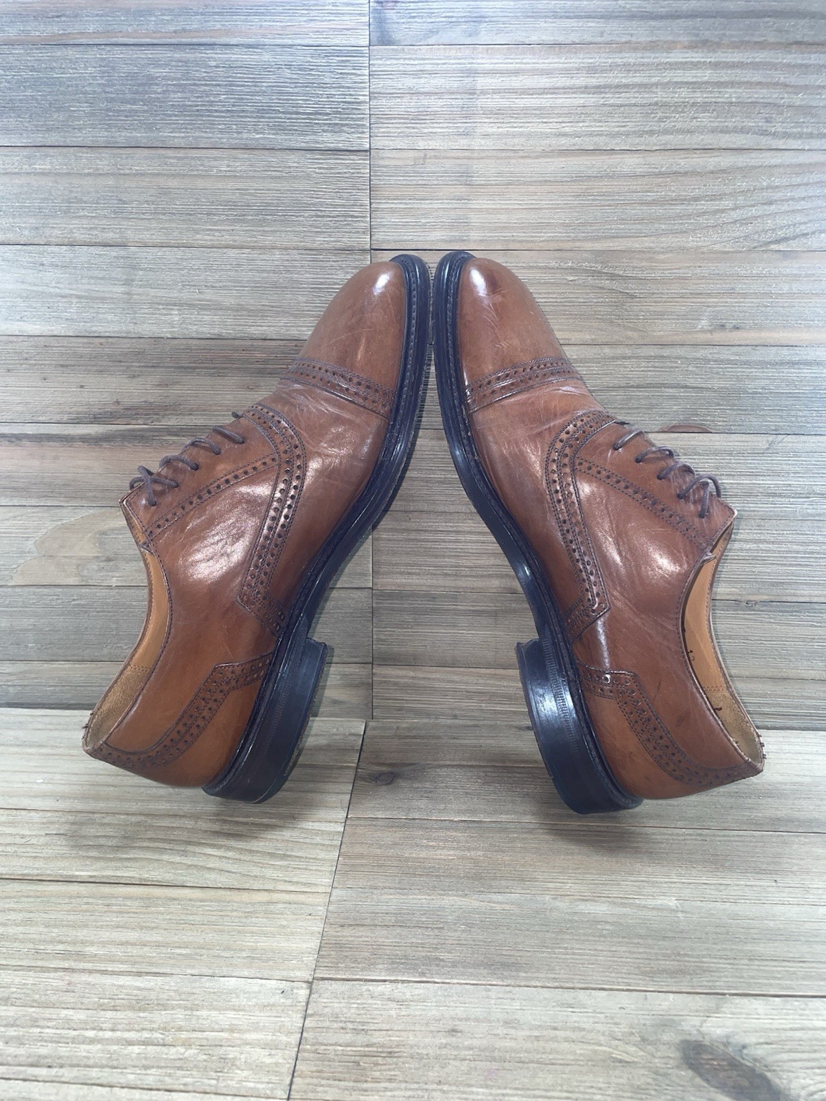 Mezlan Budapest Brown Leather Cap-Toe Oxford Shoe Made In Spain Mens Size 10