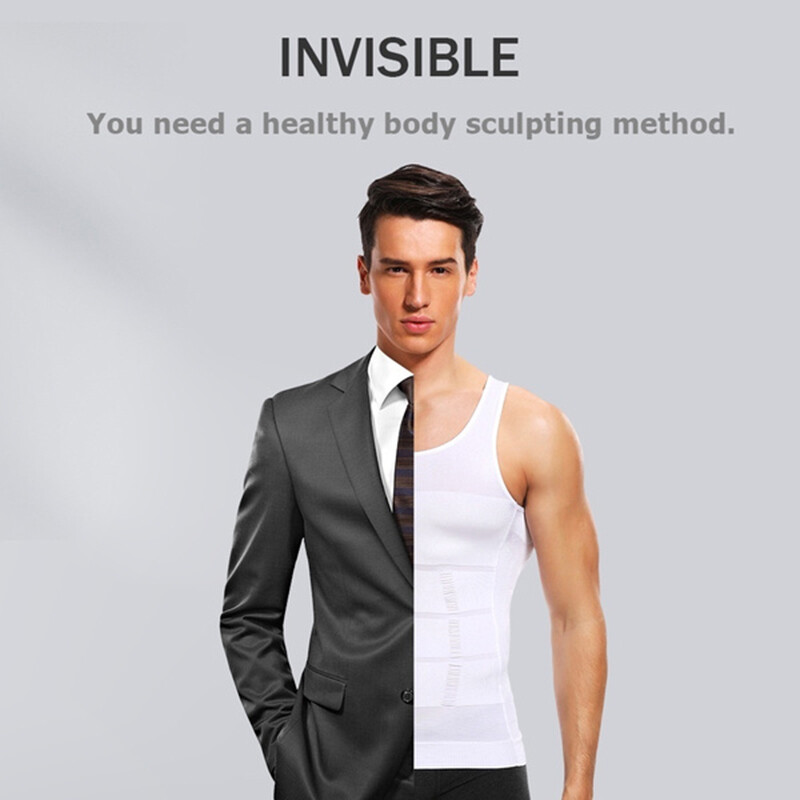 Men 3 Pack Body Shaper Slimming Belly Vest Compression Shirt Tank Tops Shapewear