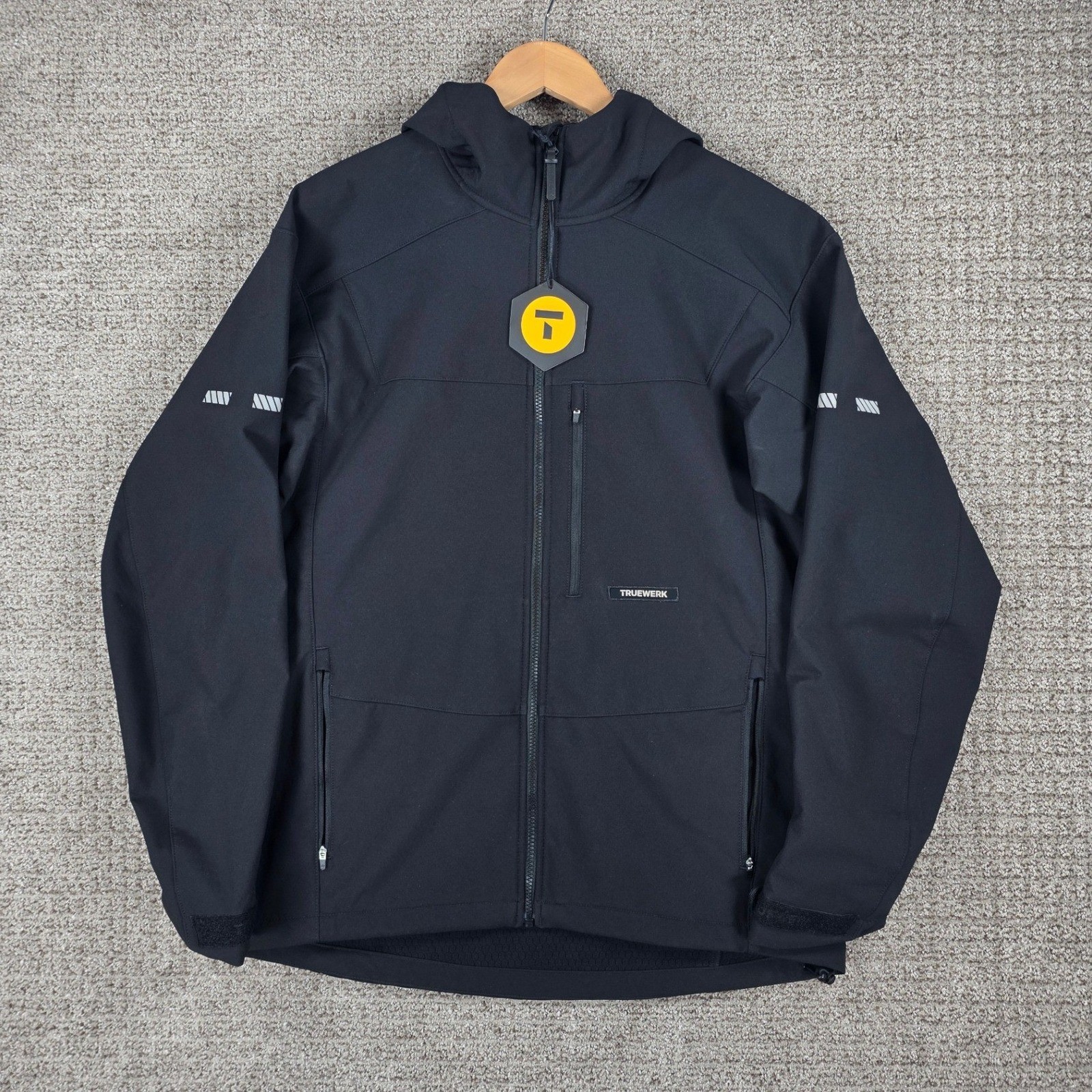Truewerk S3 Solution Hoodie Mens Large Black Performance Workwear Zip Jacket