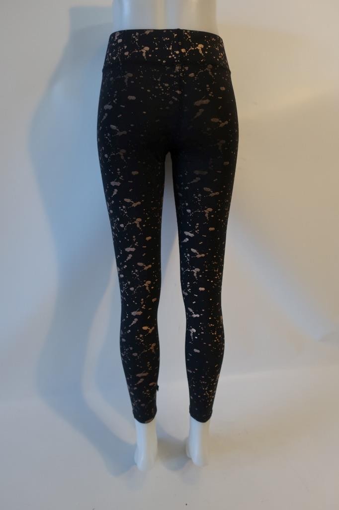 Womens Terez Black Rose Gold Splattered Paint Graphic Leggings M