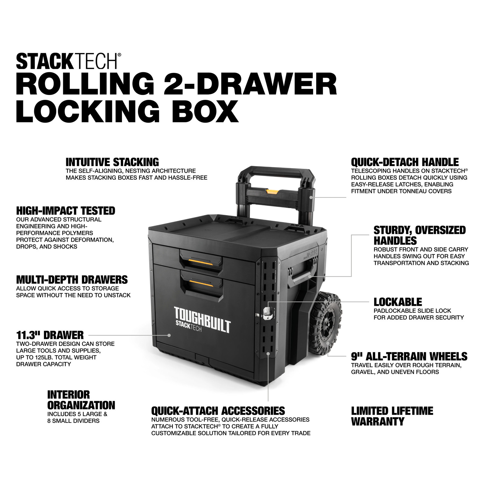 TOUGHBUILT STACKTECH 22.83-in W x 26.06-in H x 19.8-in D Black Plastic/Met|26005