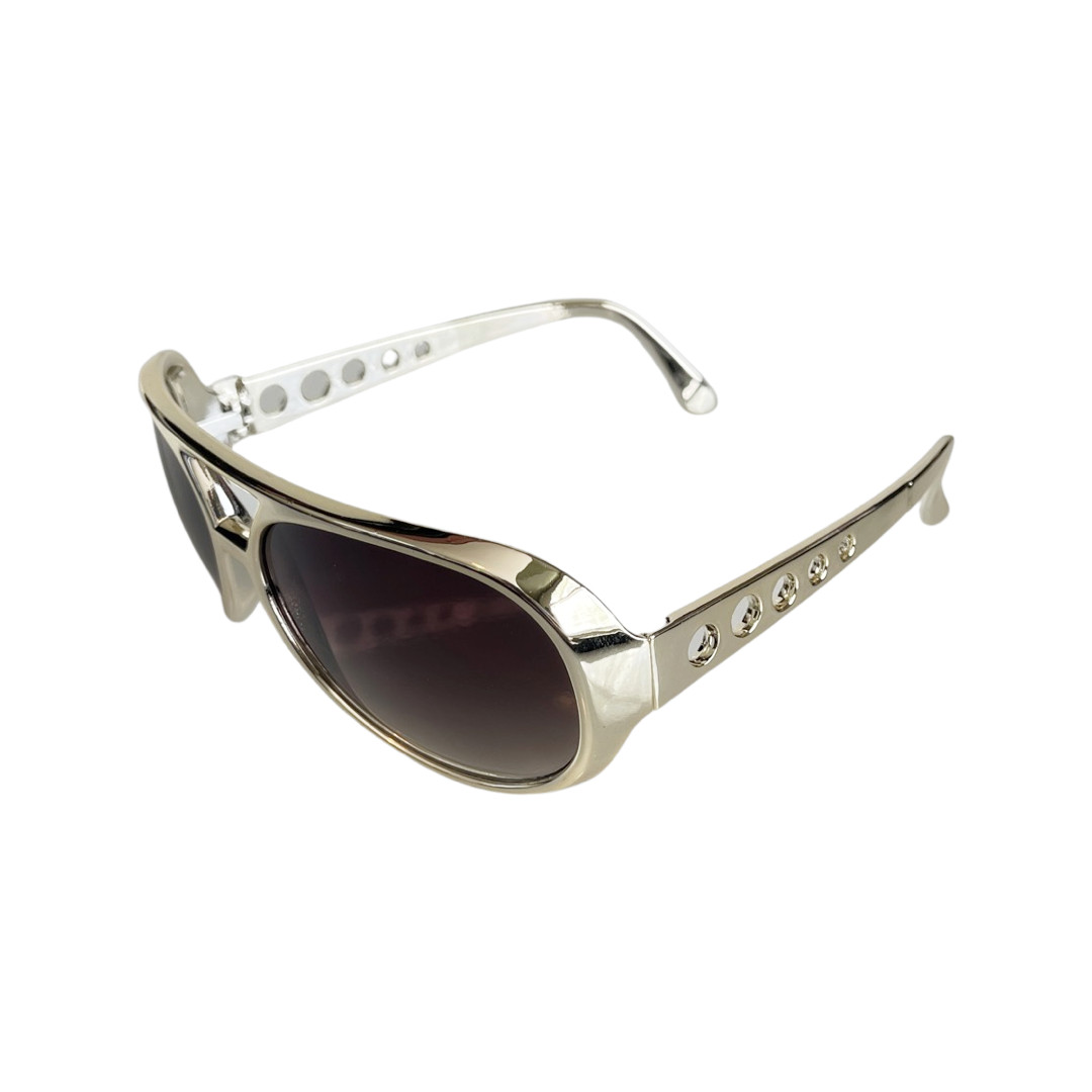 Jackass Aviator Johnny Knoxville Elvis Sunglasses Retro 80’s 90’s Gold Frame TCB