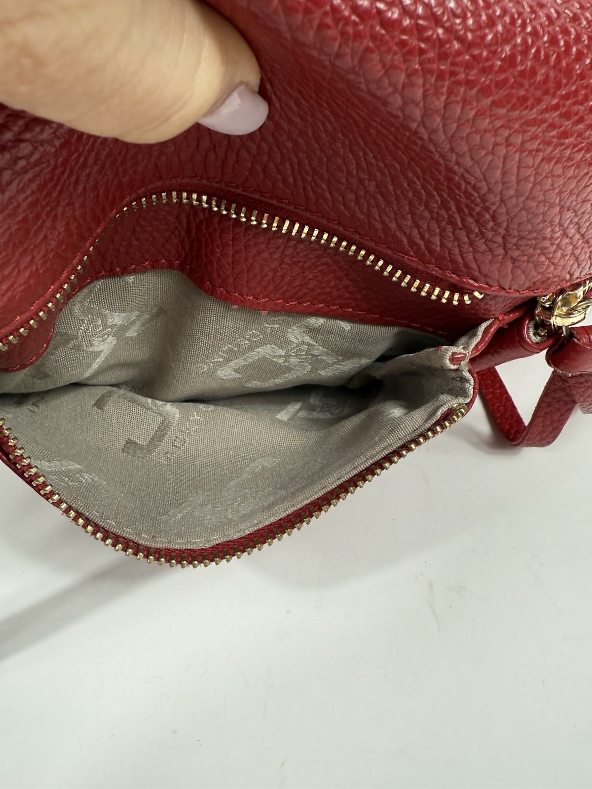 J & C Red Leather Crossbody Bag w/Gold Hardware Jackie Celine Made In Italy