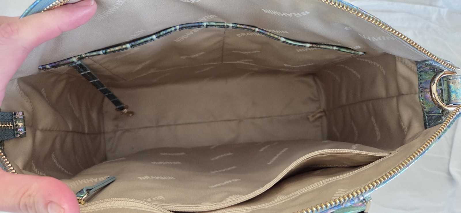 NWT Brahmin Large Duxbury Visionary Delphine Leather Satchel Metallic Shimmer