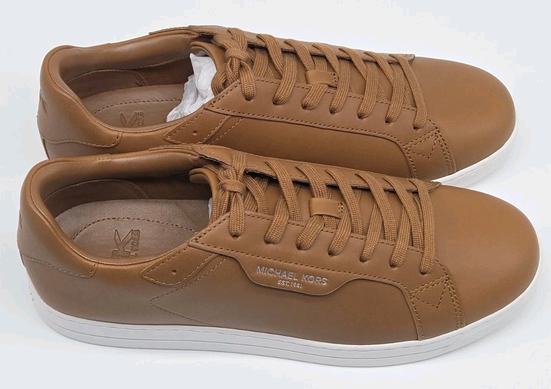 Michael Kors Men’s Lugage Brown Keating Leather Sneakers SIZE 9M/9.5M/10M NIB