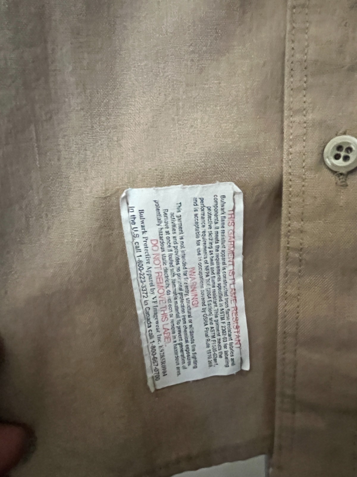 Bulwark Mens Shirt Size XL Excel FR Flame Resistant Beige 4.8 ATPV – DCP Logo