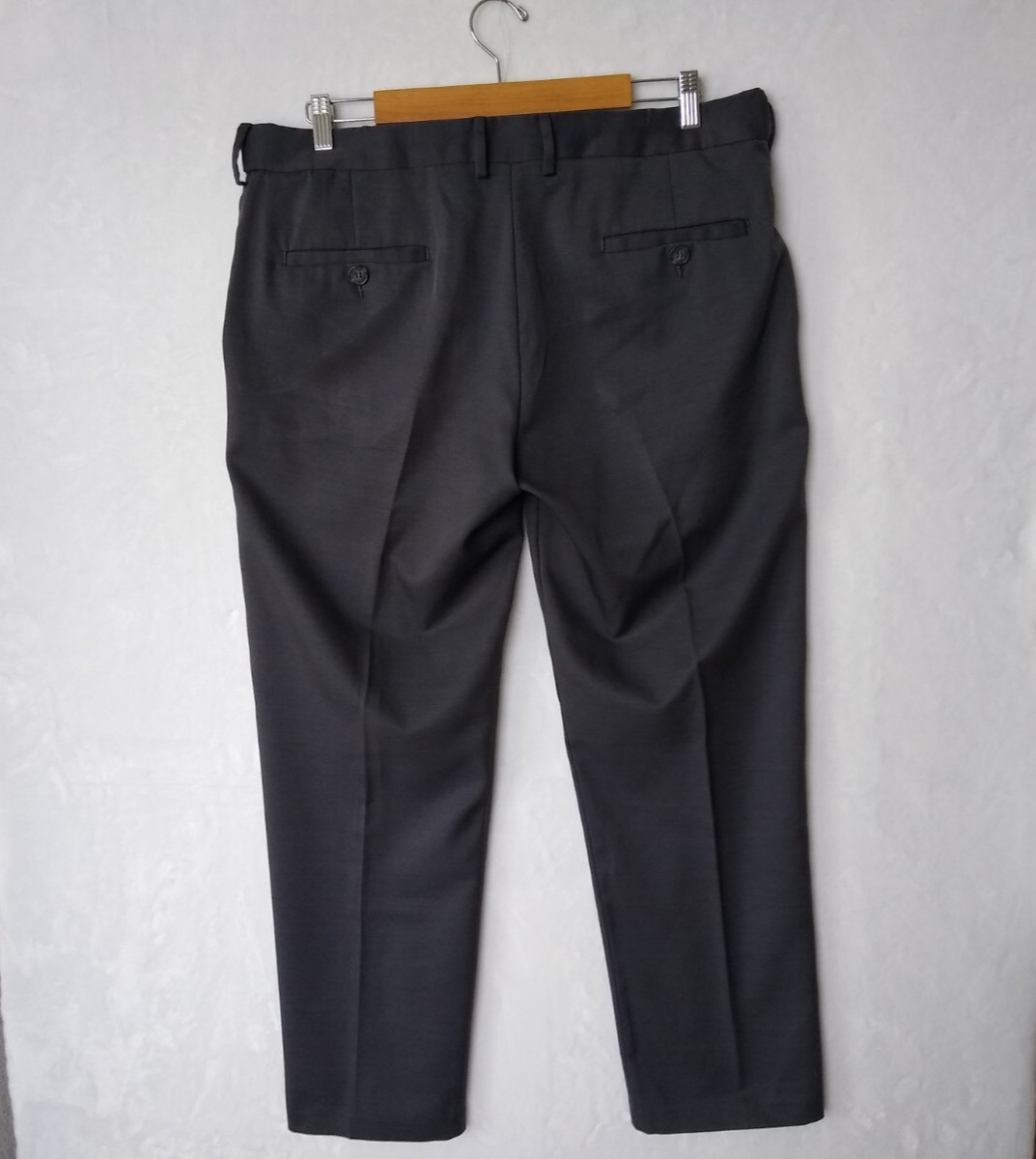 Haggar Dress Pants Mens 36×30 Gray Straight Fit All Day Comfort Expandable-Waist
