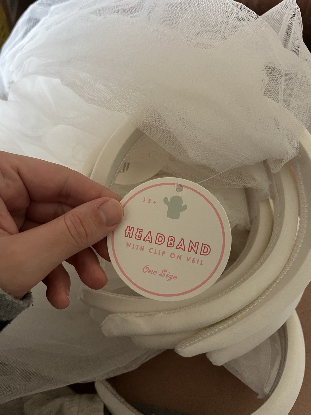 Bachelorette Thick White Wedding Headband with Removable Veil NWT