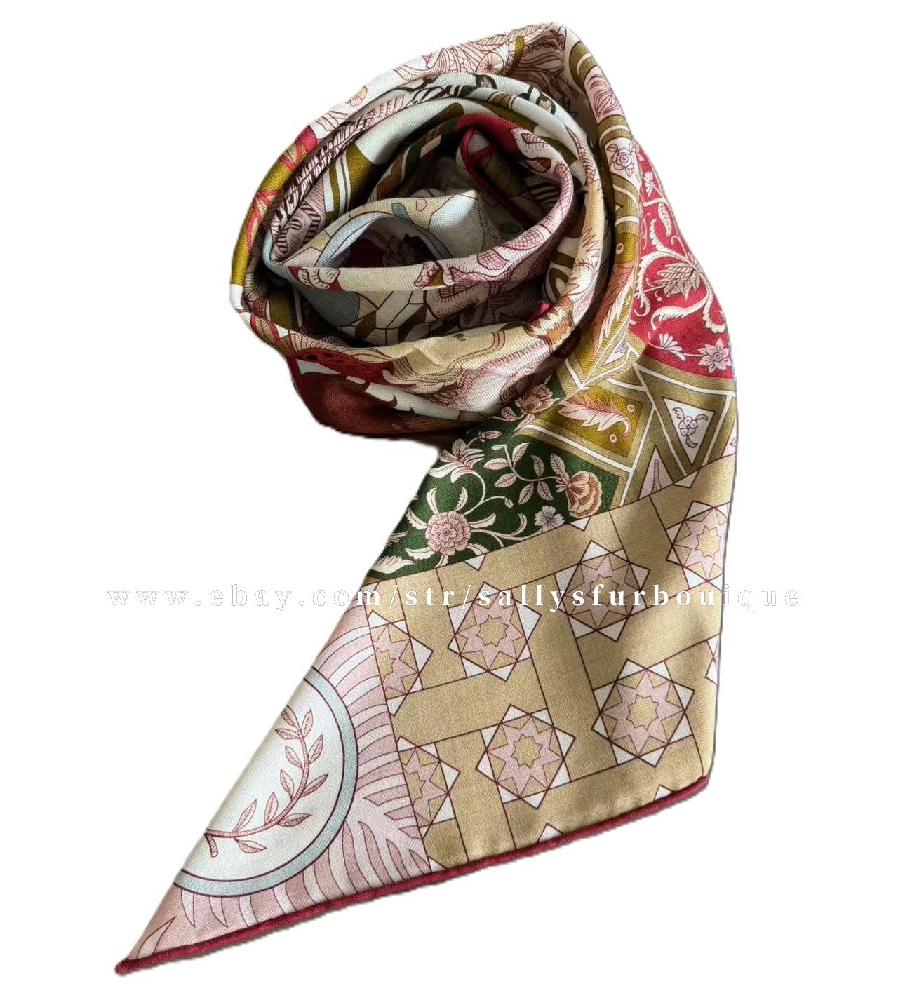 Sallys 70% Cashmere & 30% Silk Wrap Scarf Aztec Print Double Face Shawl 53″