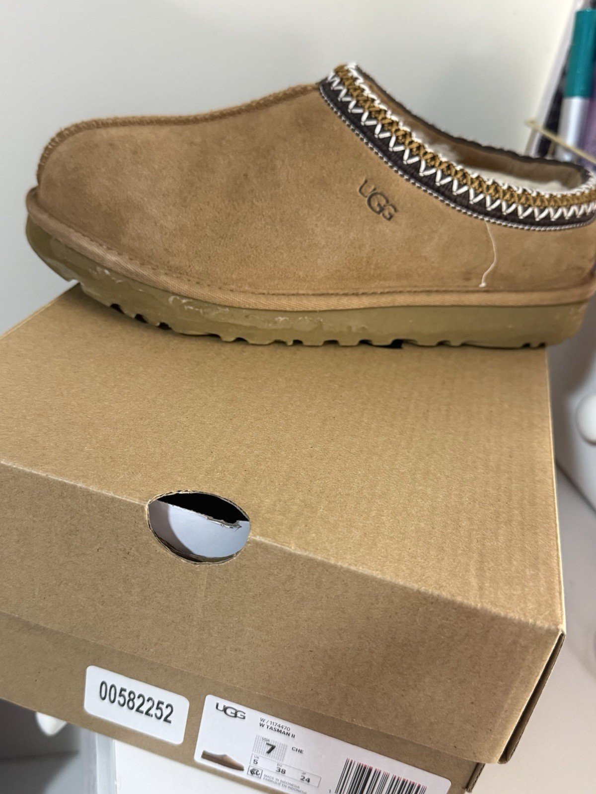 UGG Tasman II Women’s Brown Suede Lined Slip-On Slippers US 7