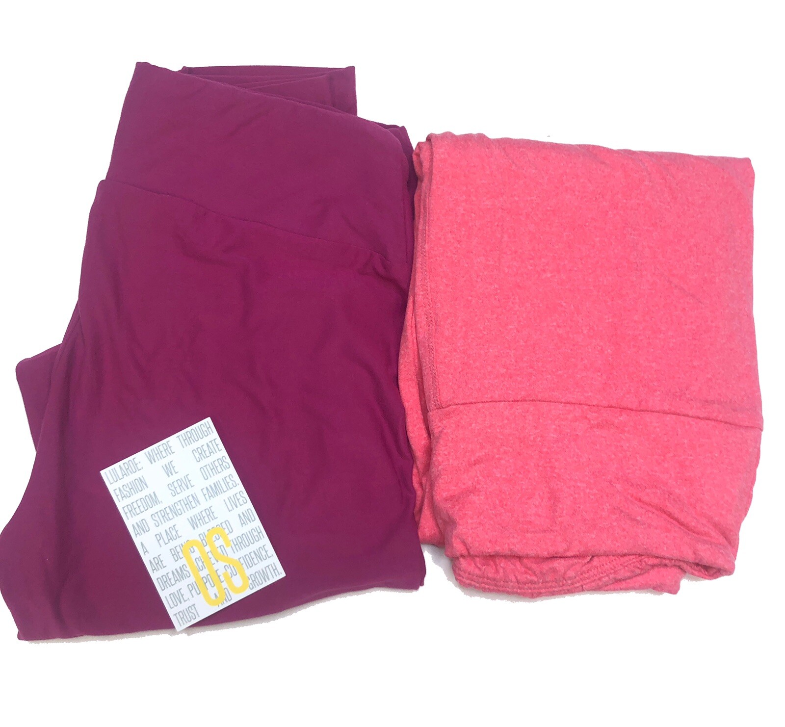 Os LuLaRoe 2 Solid Leggings Wine N Heathered Pink Fits 2/10 Summer Colors