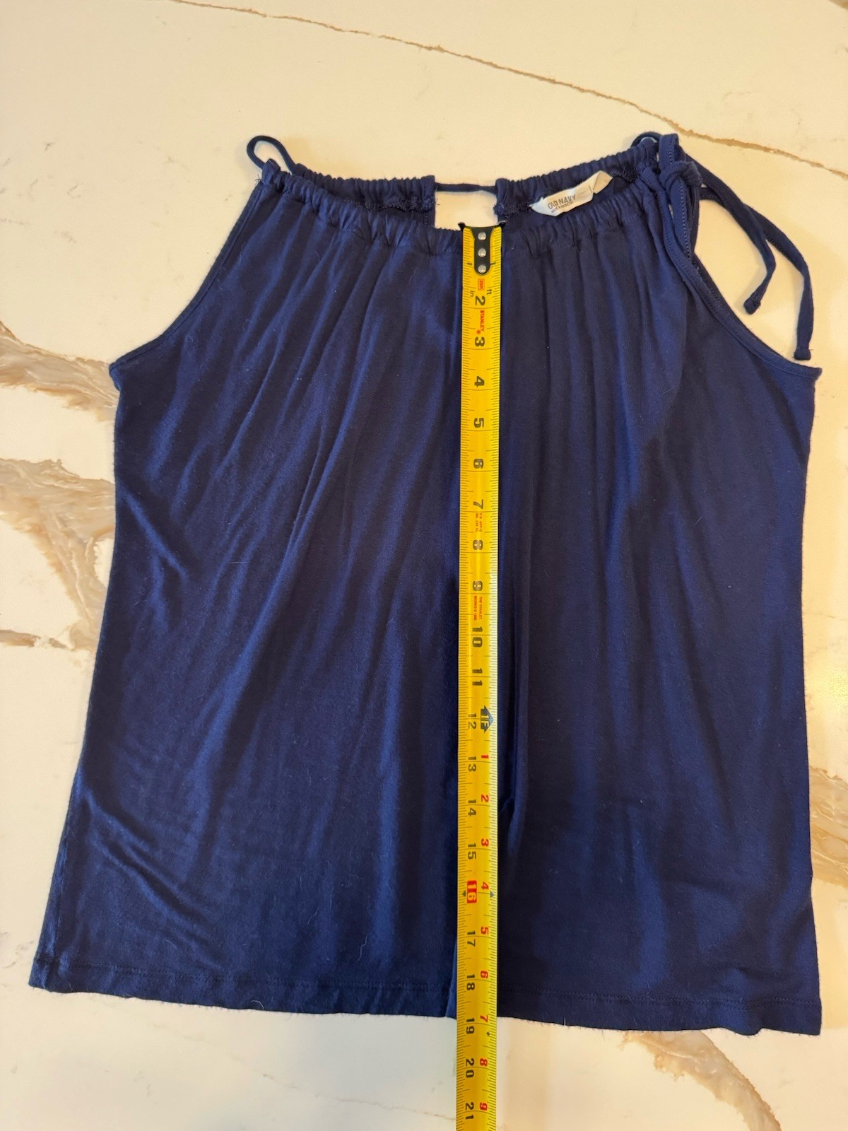 Old Navy Navy Blue Sleeveless Rayon Tie Neck Blouse Top Women’s Medium M